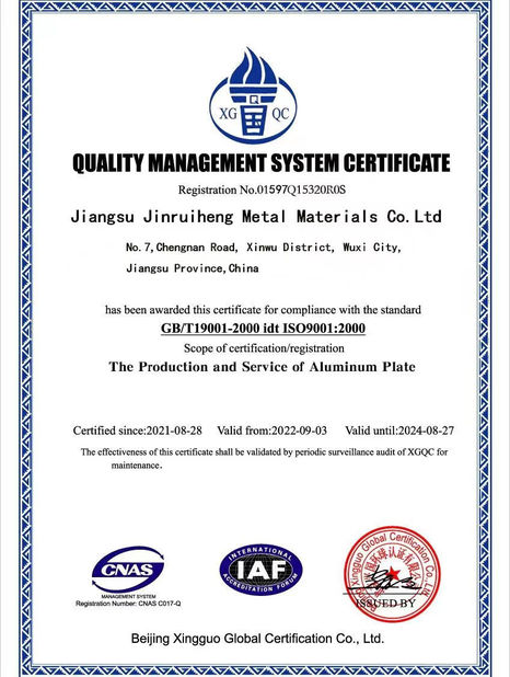 China Jiangsu Jinruiheng Metal Materials Co., Ltd certification